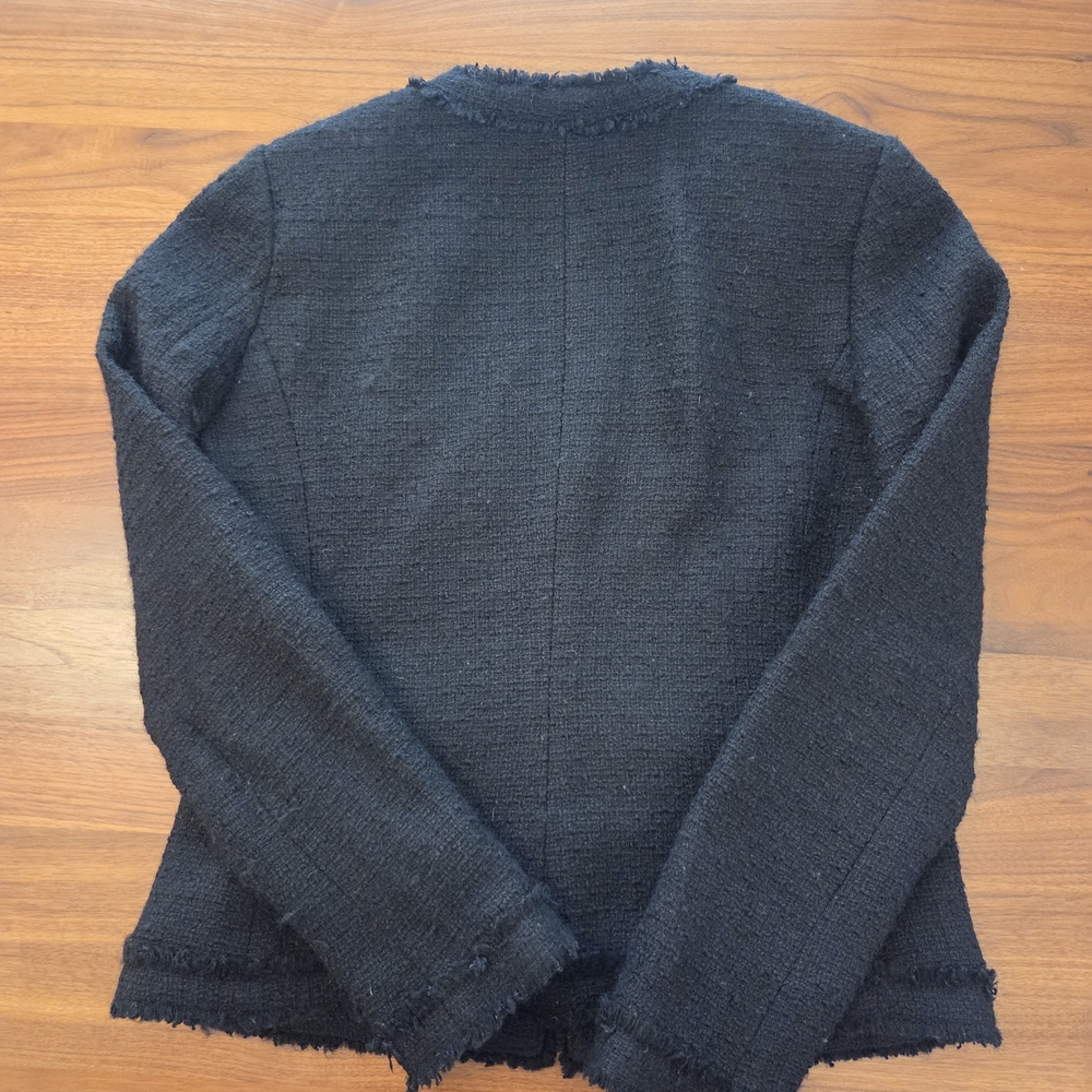 Vintage J.Crew Fringe Tweed Lady Jacket Black Bouclé | Size 6 - Picture 10 of 10